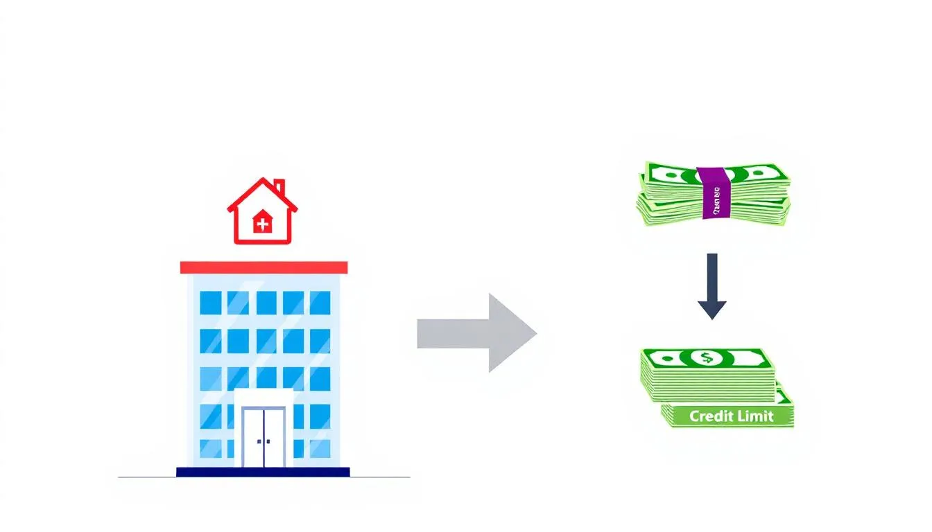 An image depicting a commercial office building with an arrow pointing towards cash, symbolizing how a commercial equity line of credit works. This visual illustrates the concept of a revolving line of credit that provides businesses with flexible financing options based on their property's equity.