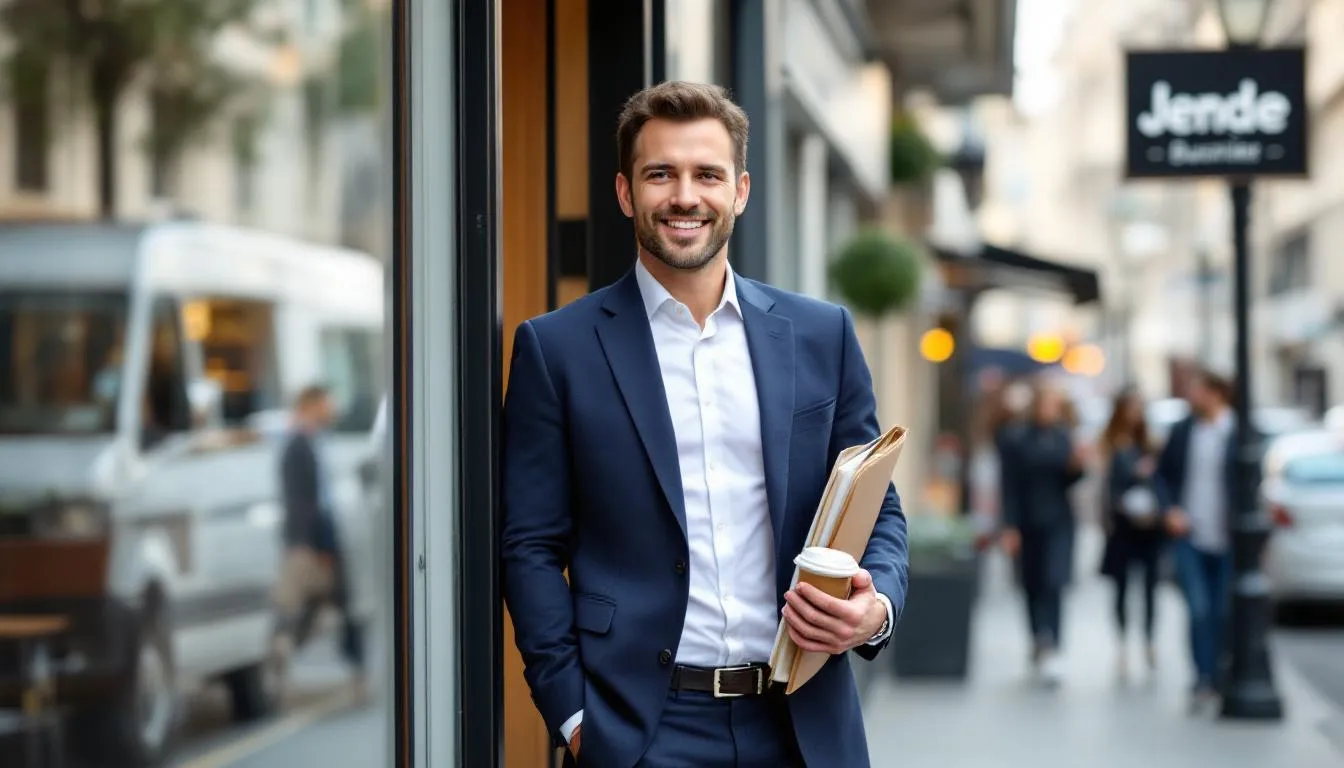 A confident small business owner stands proudly in their office, having successfully secured a business line of credit despite a bad credit history. Their expression reflects a sense of achievement, showcasing how they have managed to improve their cash flow and enhance their business financing options.