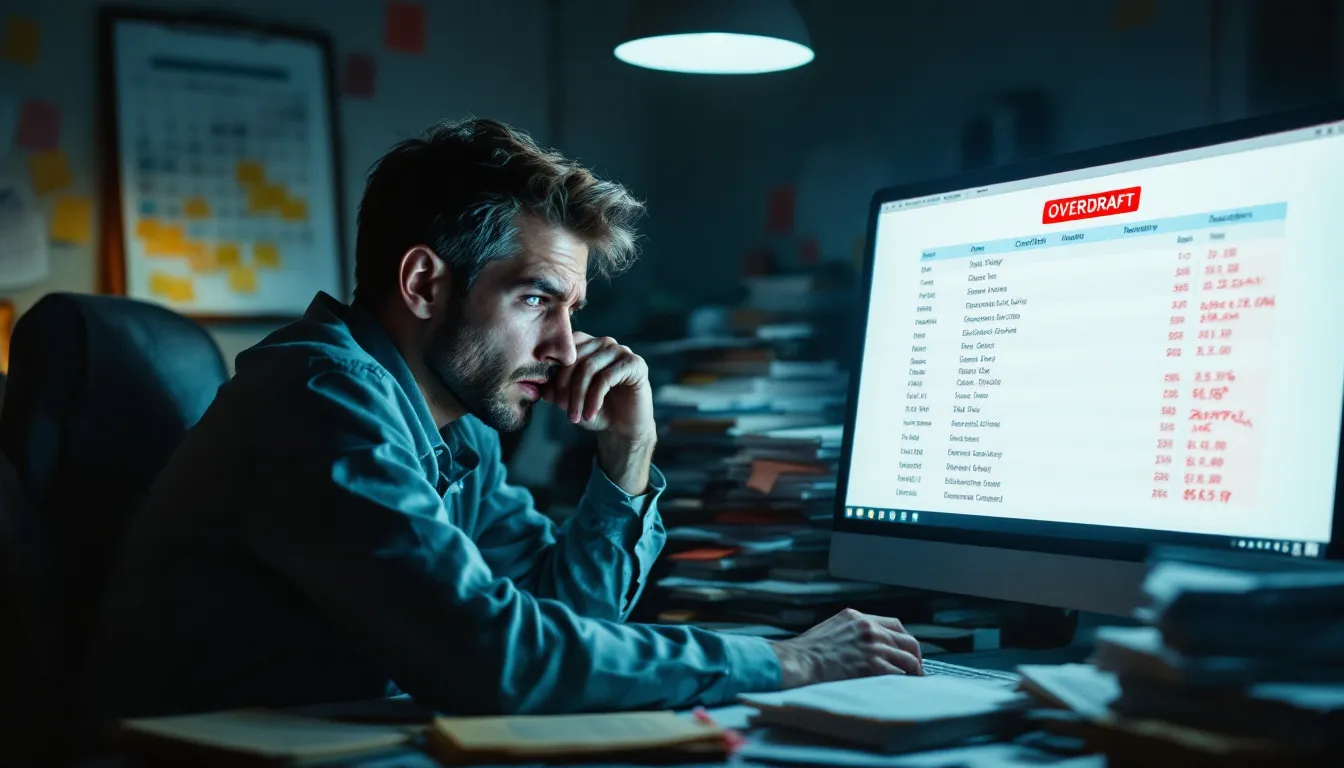 A credit card user sits at a table, visibly overwhelmed as they review their credit report filled with negative entries, including missed payments and charge offs that could significantly impact their credit score. They hold a pen, contemplating how to address these issues and possibly negotiate with creditors to remove a charge off or set up a payment plan.