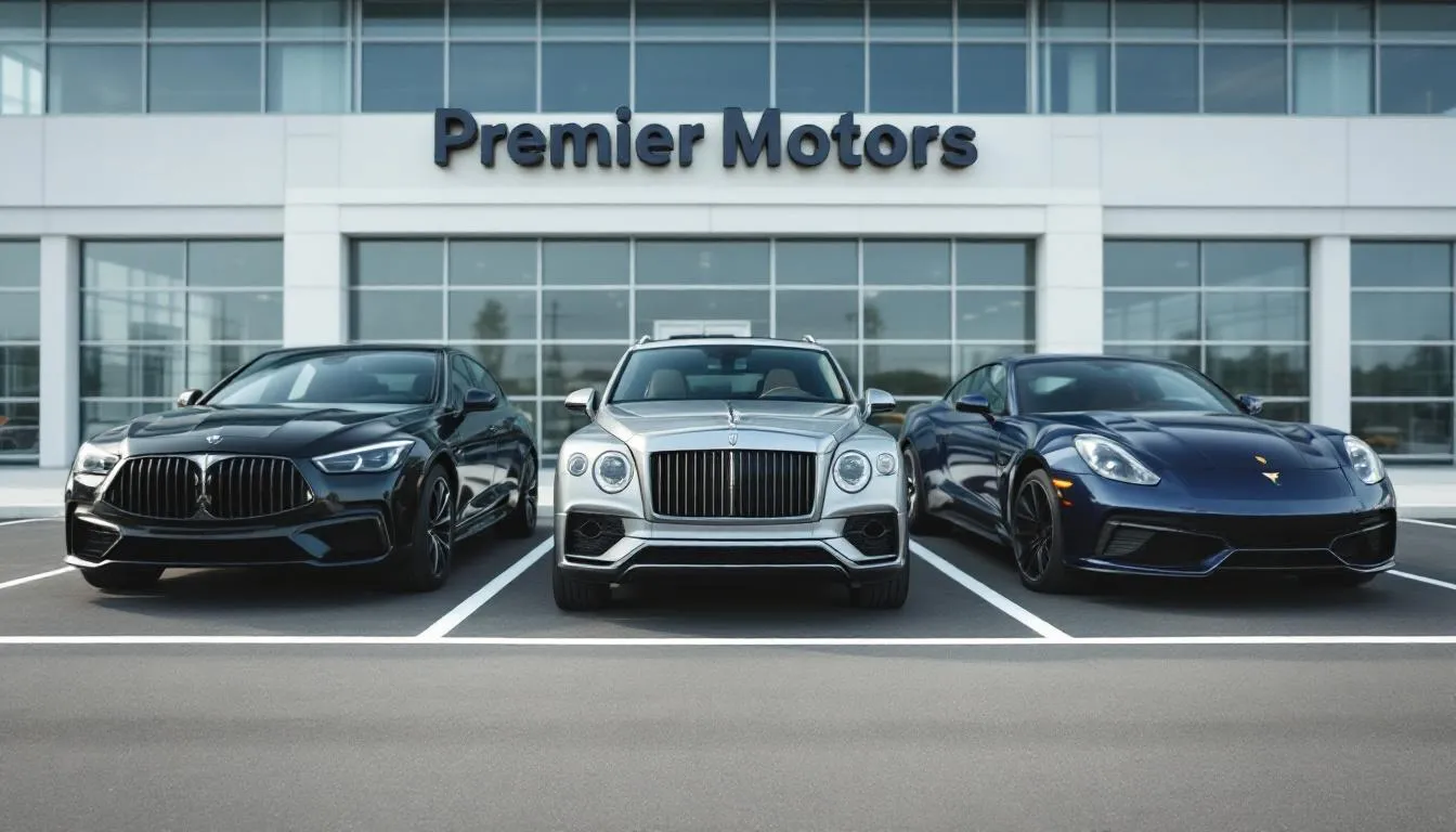 A row of upscale commercial vehicles is displayed on a car lot, showcasing various business vehicles available for purchase. These vehicles suggest options for small business owners seeking financing through business auto loans with competitive rates and flexible terms.