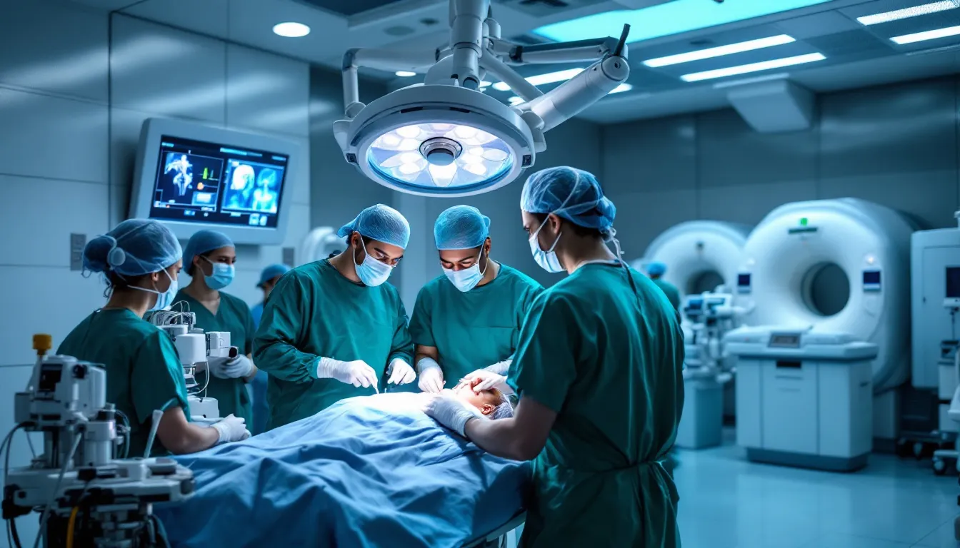 A medical team of healthcare professionals is diligently performing procedures using the latest medical equipment in a pristine practice, indicating recent upgrades made possible through medical practice loans and business financing. The clean and modern environment reflects a commitment to quality care and efficient cash flow management in this healthcare practice.