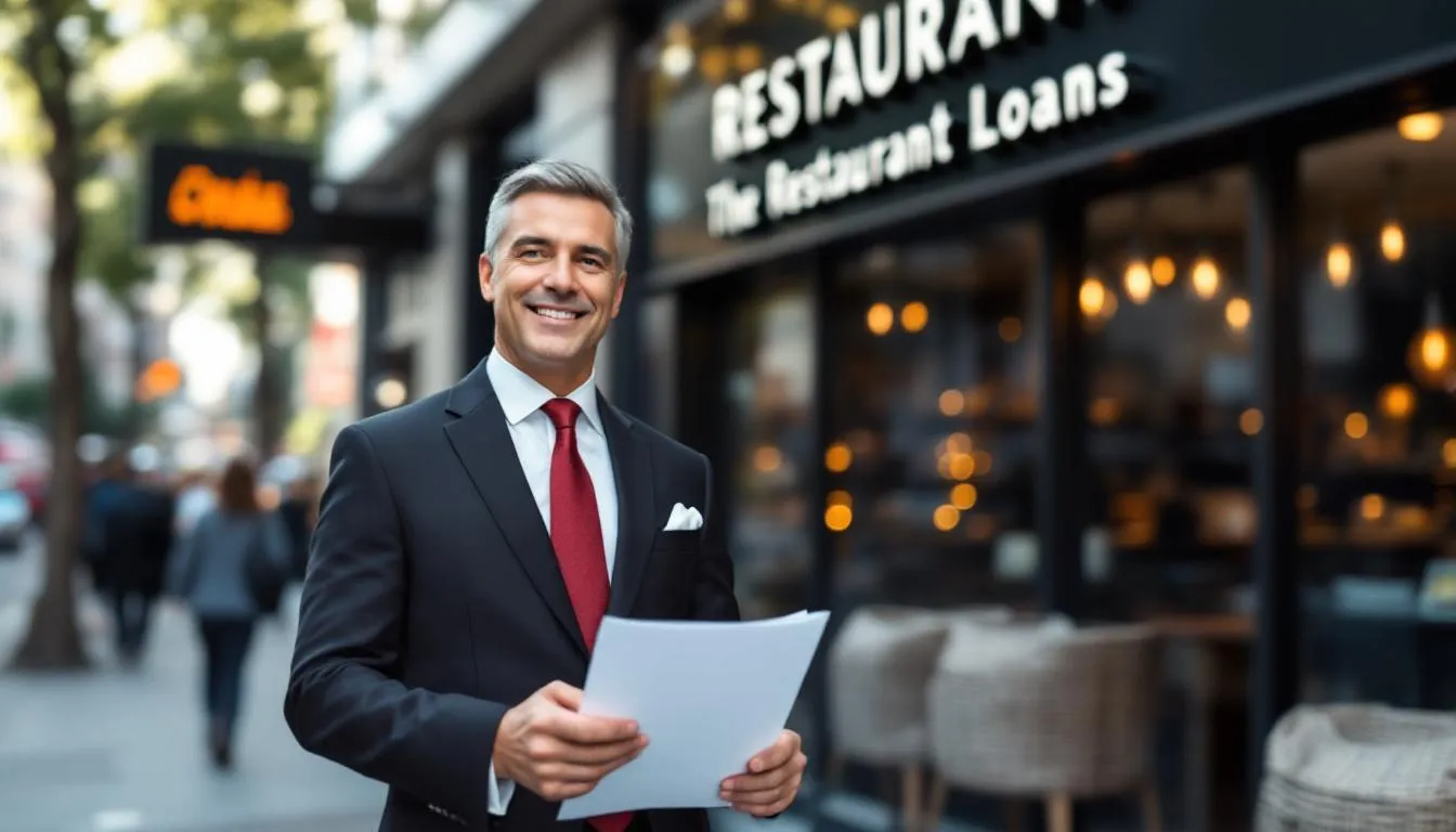 The image depicts a confident restaurant owner standing in their bustling establishment, reflecting success after securing a working capital loan to enhance cash flow and manage day-to-day operations. This financial boost enables them to maintain healthy working capital and address operational expenses efficiently.
