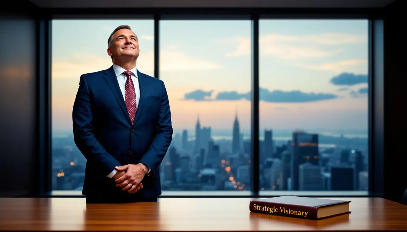 A small business owner is contemplating a leadership title that effectively communicates their management skills and aligns with the company's vision, considering options like "CEO" or "Managing Director" to reflect their role in the company's operations and strategic direction. The image captures the essence of decision-making in shaping the company's goals and culture.