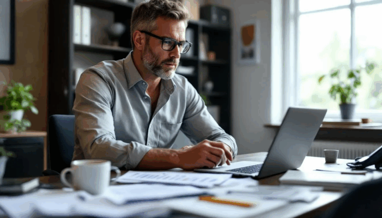 Invoice Factoring & Financing - A small business owner is analyzing their accounts receivable, contemplating the possibility of selling them for immediate cash flow, with a spreadsheet header titled "Invoice Factoring & Financing." The image reflects their consideration of factoring services to improve their financial situation and manage outstanding invoices.