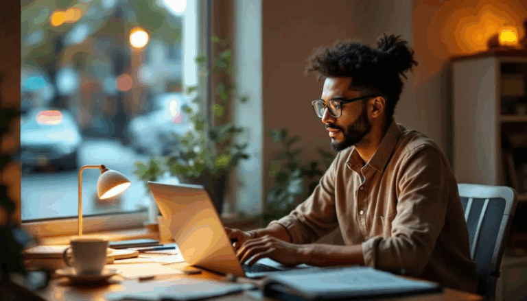 SBA Small Business Definition - A small business owner is sitting at a desk, surrounded by papers and a laptop, as they research the SBA small business definition to determine if they qualify for an SBA loan program. The scene reflects their focus on understanding small business administration guidelines and exploring financing options to grow their business.