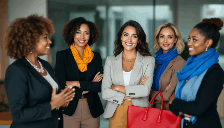 Women-Owned Business Benefits - A diverse group of women-business owners stands confidently together, showcasing their leadership and determination in the business world. They symbolize empowerment and collaboration, inspiring others to take charge of their personal finance and navigate challenges such as improving their credit reports.