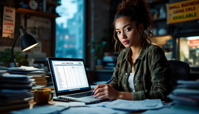 No Money Down Business Loans - An illustration depicting a diverse group of small business owners discussing options for a no down payment small business loan, emphasizing various financing options such as business loans, cash flow improvement, and traditional business loans. The scene highlights the importance of understanding loan terms and the benefits of unsecured business lines for startups.