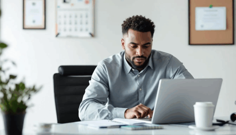 Will a Business Line of Credit Impact My Personal Credit - In the image, a small business owner is seen researching small business loans while contemplating the question "Will a business line of credi impact my personal credit?". They are surrounded by documents and a laptop, indicating a focus on understanding how business credit and personal credit history may intertwine, particularly regarding payment history and credit reports.