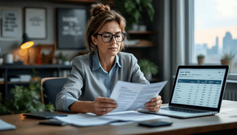 Commercial Loan Interest Rates Today - A small business owner is thoughtfully reviewing various commercial loan interest rates, considering options for business loans and evaluating factors such as cash flow and debt service coverage ratio to make informed decisions about financing. The scene captures the essence of navigating commercial mortgage rates and loan terms for potential commercial properties and secured overnight financing rate.